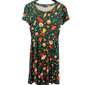 Fensace Fun Bold Vibrant Holiday Midi Dress Size S